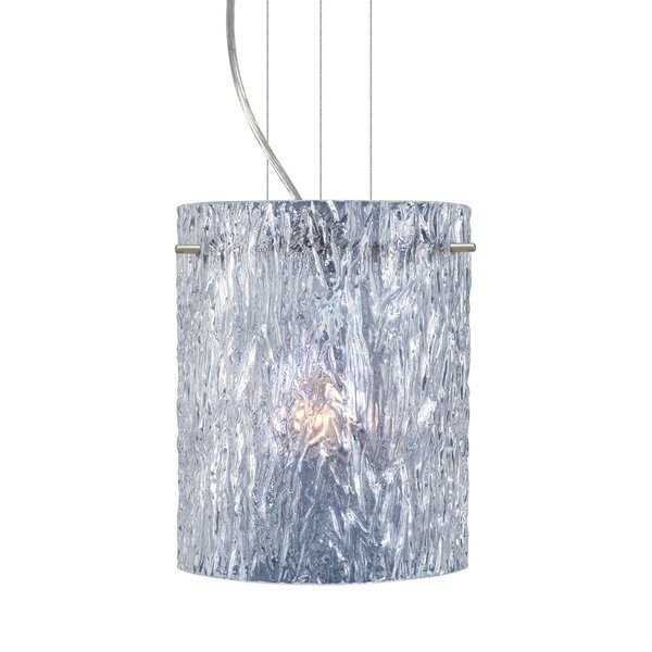 Tamburo 8 Cable Pendant, Clear Stone, Satin Nickel Finish, 1x11W LED, Besa Lighting, Mfr#: 1KG-400600-LED-SN
